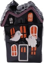 Halloween Haunted House Cookie Jar, Spooky Ceramic Cookie Canister with Lid, Halloween Kitchen Decor and Dining Table Centerpiece for Halloween Party Decorations