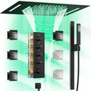 LED Shower System with Body Jets: Aposhion 23"x15" 64 Color LED Rainfall & Waterfall Shower Head with Handheld Sprayer & 6 Body Jets, Bathroom Thermostatic Shower Faucet Set, Matte Black