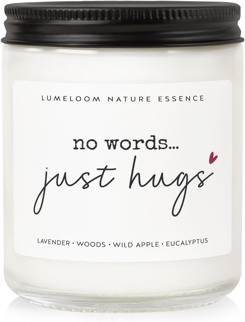 Sympathy Gifts for Loss of Loved One, Memorial Gifts - 9oz Lavender Scented Soy Wax Candle - No Words Just Hugs, Bereavement, Grief, Think of You, Condolence, Get Well Candle for Women