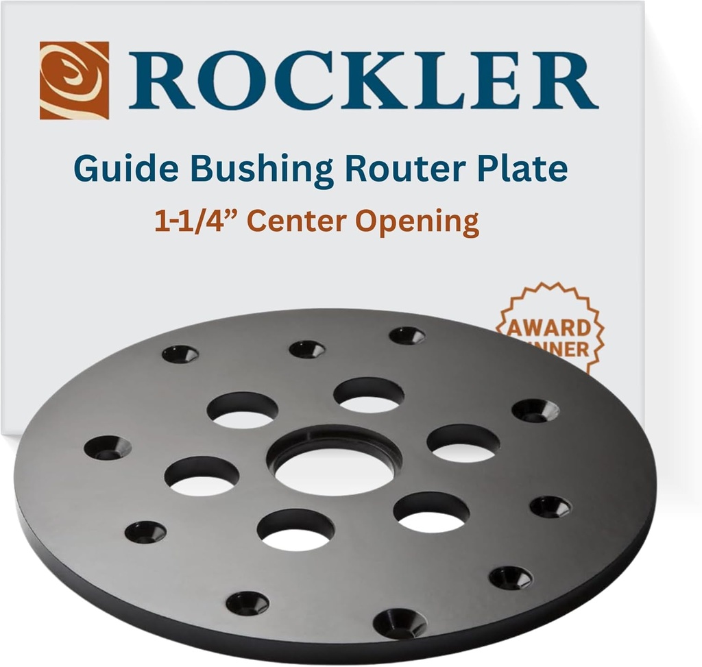 Rockler Guide Bushing Router Plate - Router Plate Features 1-1/4” Center Opening to Accept Guide Bushings – Solid Plastic Router Guide Plate - Router Table Insert Plate Includes Mounting Hardware