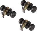 3 Pack Matte Black Door Knobs,Interior Door Knob with Lock,Coastal Style Door knob for Privacy and Bedroom (Bath or Privacy)