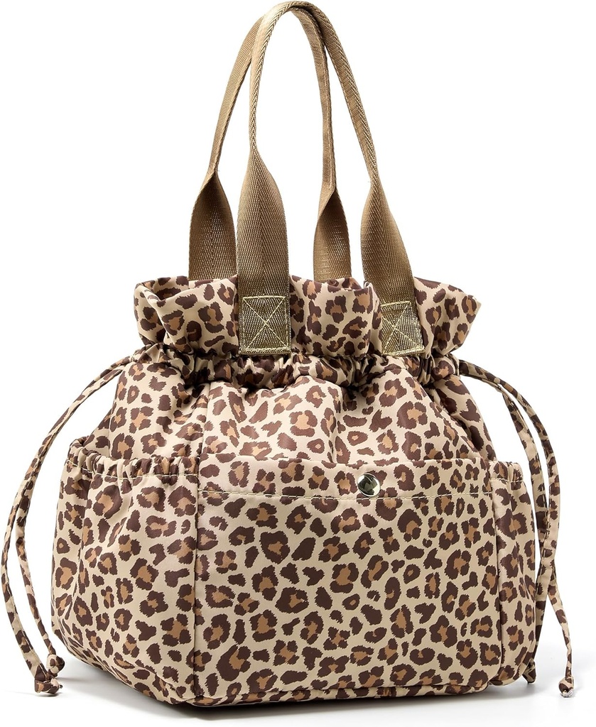 Yarnic Lunch Bag Women Insulated Lunch Bags,Cute Cheetah Reusable Lunch Box Stain-Resistant Lunchbox with Water Bottle Holder for Adult (Leopard)