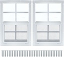 14" x 21" Shed Window, 2 Pack White Flush Mount Household Windows with Tempered Glass and Fiberglass Screen for Shed, Garage, Chicken Coop, Playhouse, Small Tiny House