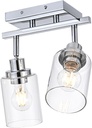 2-Light Track Lighting Kit Ceiling Kitchen Track Lighting Fixtures Chrome Bathroom Vanity Wall Lights with Clear Glass Multi-Directional Rotating Tracking Light Heads Spotlight for Accent Shop