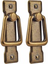 Flat Ring Pull with Backplate, Cabinet Handles and Drawer Pulls 2Pcs for Kitchen Cabinets and Dresser Drawers, Bronze
