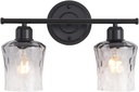 Modern 2-Light Bathroom Vanity Light Fixtures, Black Bathroom Lights Over Mirror with Grey Glass Shade, E26 Glass Wall Sconce for Kitchen, Bedroom, Hallway, Living Room