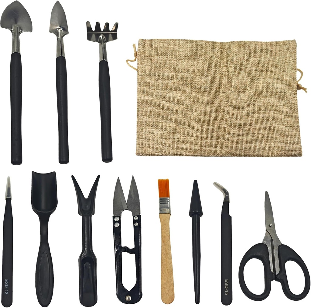 13Pcs Succulent Tools Set Mini Garden Tools Kit for Indoor Bonsai Cactus Care with Pruning Shears Scissors Transplanting Tools for Houseplant