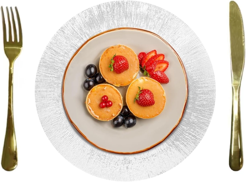 50 PCS Round Charger Plates - 12.99-Inch Reusable Serving Plates,for Dinner, Wedding, Party, and Event Table Settings Decorative Dinner Plates Set (Silver)