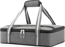 Stack Store Plus More Gray Insulated Casserole Carrier for Hot or Cold Food, Lasagna Holder for Picnic, Potluck, Cookout – Fits 9”x13” or 11”x15” Baking Dish – Thermal Tote