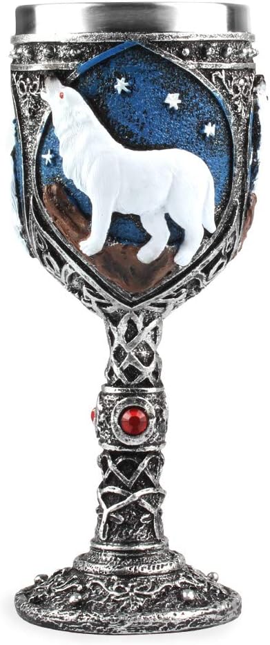 Wolf Goblet Stainless Steel, Resin 3D Wine Chalice Goblet Cup Kitchen Party Hosting Decorative Holiday Souvenirs (White)