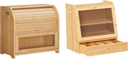 HOOBRO Bread Box Bundle, Natural Bamboo Bread Box for Kitchen Countertop, Bread Bin with 2-Tier Storage and Acrylic Door, for Kitchen, Dining Room, Natural, YL13MB01-YL21MB01