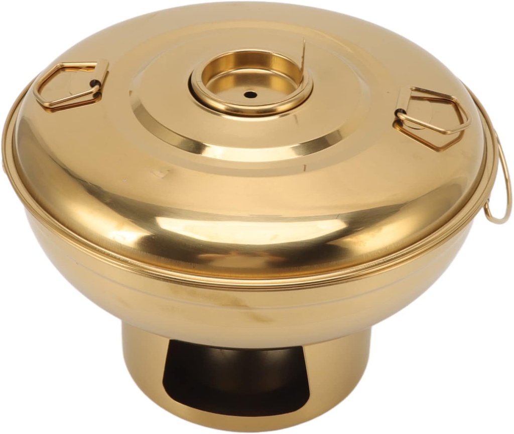 Charcoal Hot Pot, Portable Cooking Pot Stainless Steel Small Dry Ice Pot for One Person Milk Tea Hot Pot (Gold)