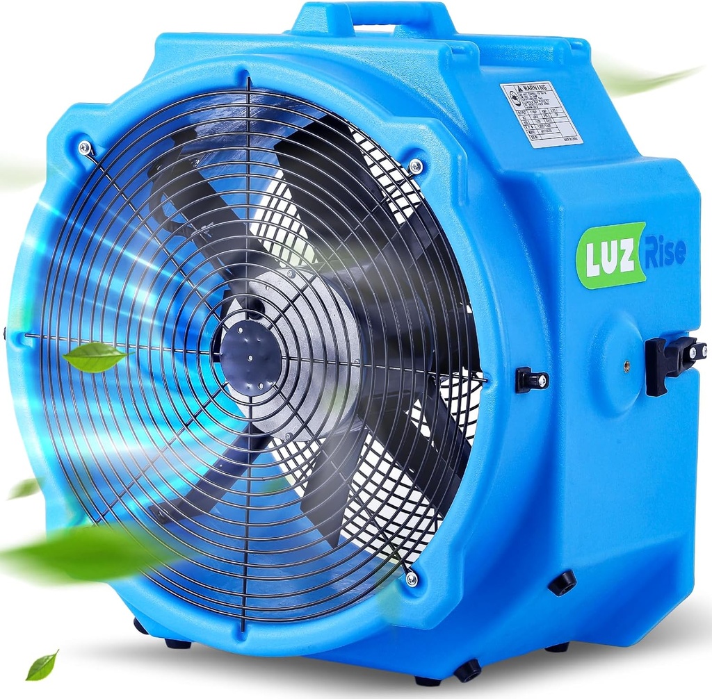 16.5" Blower Exhaust Fan, Heavy Duty Industrial Blower Fan, 4000/3500 CFM Dual Speed Adjustable, High Velocity Portable Exhaust Fan for Workshops, Construction Sites & Confined Spaces (Blue)