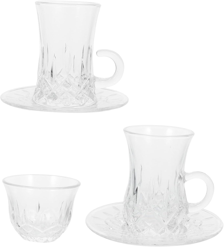 1set Elegant Turkish Coffee Cup Set Saucer Artistic Gourd Design for Hot Drinks for Tea Lovers and Special Occasions Small European Glass Drinkware