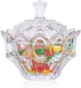 Diamond Star Crystal Glass Candy Jar with Lid, Elegant Apothecary Jewelry Box Cookies Containers for Wedding Party Candy Buffet Kitchen Storage Home Decoration (Small Lotus, 4.5" H X 4.5" W)