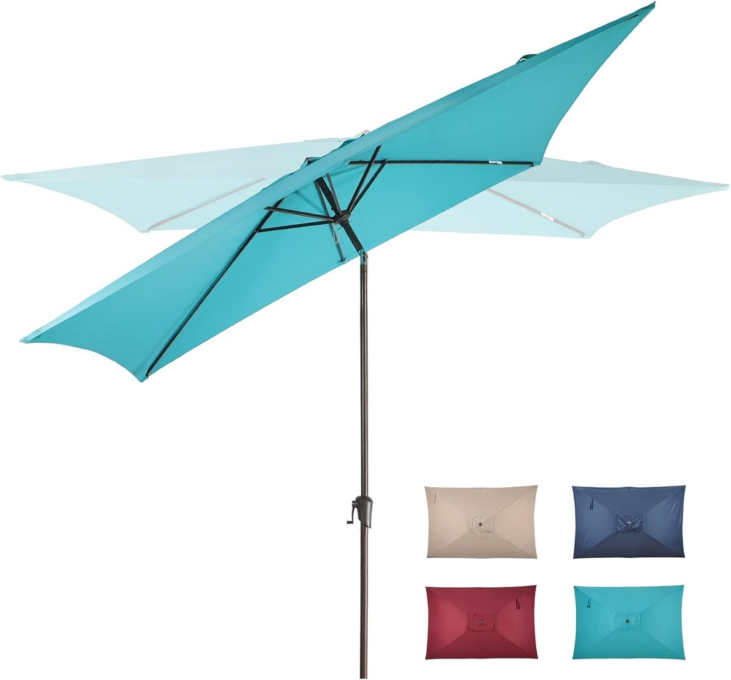 Verano Garden Patio Umbrella Outdoor Market Umbrellas Table Umbrellas Steel Ribs W/Crank Mechanism, Waterproof and Sun Shade for Deck, Balcony, Garden, Lawn & Pool
