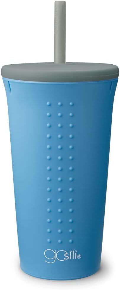 GoSili 4321604 16oz Silicone Straw Cups, Foggy Blue