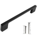 Wood Grip Collection - 10 Pack Contemporary Solid Sleek Handle Pulls for Kitchen Cupboard Door, Dresser Drawers, Bathroom cabinets, Office Furniture and Wardrobe (5" Hole Center, Matte Black)