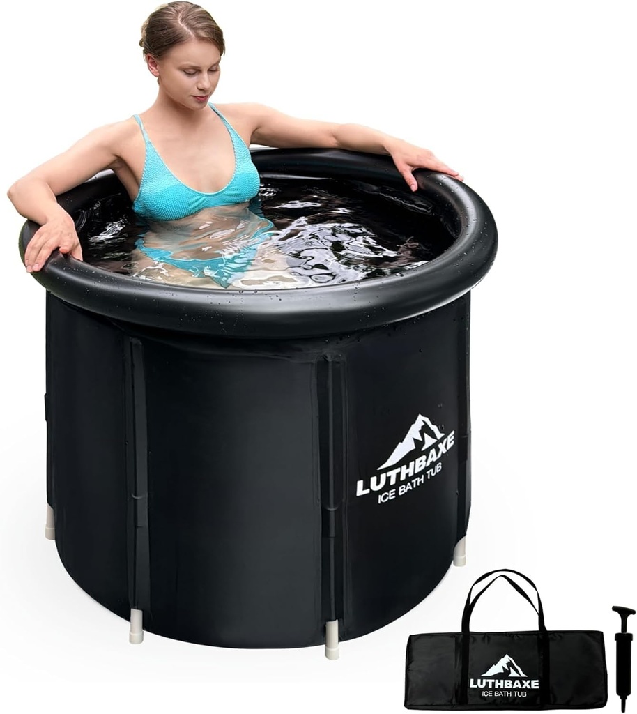 Cold Plunge Tub - Ice Bath for Athletes 136 Gal XL Tub for Recovery and Cold Water Therapy｜Portable Multiple Layered Ice Pod Barrel for Outdoor Inflatable Icebath at Home