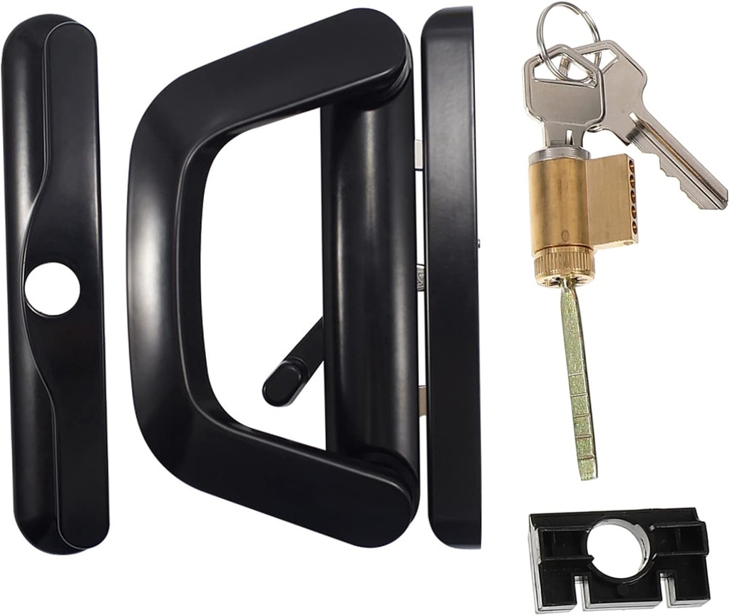 NUOBESTY 1Set Sliding Door Lock Zinc Alloy Glass Door Latch with Key Durable Single Side Door Lock for Kitchens Restaurants Bedrooms Easy Installation Use Practical Design