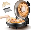 Pizza Oven Indoor Portable, 12 Inch Countertop Indoor Pizza Oven, Pizza Maker Machine For Home, Pizza Cooker with Timer And Temperatures Control Mini Smart, Black, CZP-12SWT