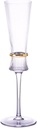 Ribbed long handled champagne glass with gold decoration, used as a lead-free transparent high footed glass for weddings and engagements(clear,26 * 5.4 * 7.4)