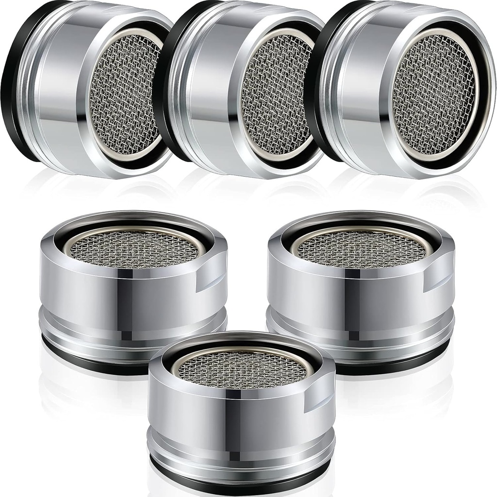 Honoson 6 Pieces Bathroom Faucet Aerator Replacement Parts With Brass Shell 15/16-inch 24 Mm Male Threads Kitchen Sink Aerators Filter Universal Size Sprayer