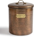 NuSteel Hammered Stainless Steel JAR, Cute Container, Decorative Kitchen Food Storage Holder for Cookies, Biscuits, and Baked Treats, with Rubber Seal lid, Copper Antique, Model:TG-1844AC