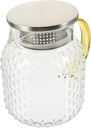 Clear Glass Water Pitcher with Lid Handle Hot Cold Water Pitcher Juice Iced Tea Beverage Lemonade Dispenser Carafes 1 L(Metal lid)