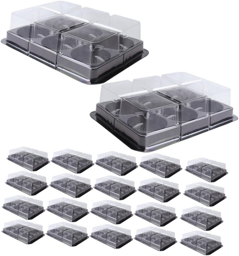 50pcs Moon Cake Boxes Mini Cupcake Carrier Bakery Boxes Window Muffin Dome Containers Lid