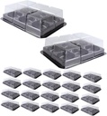 50pcs Moon Cake Boxes Mini Cupcake Carrier Bakery Boxes Window Muffin Dome Containers Lid