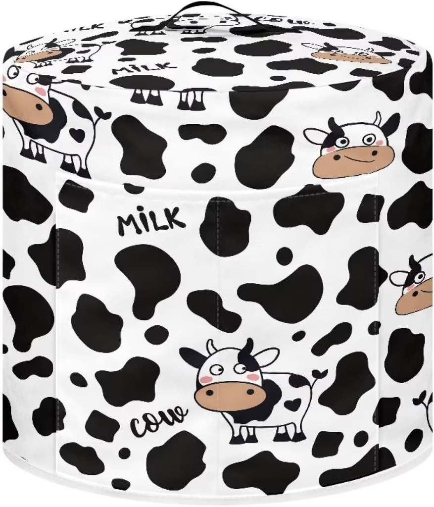Cow Air Fryer Cover Dust Cover Black White Air Fryer Covers for Kitchen Counter Machine Washable Crock Pot Cover Kitchen Home Decor(Large)