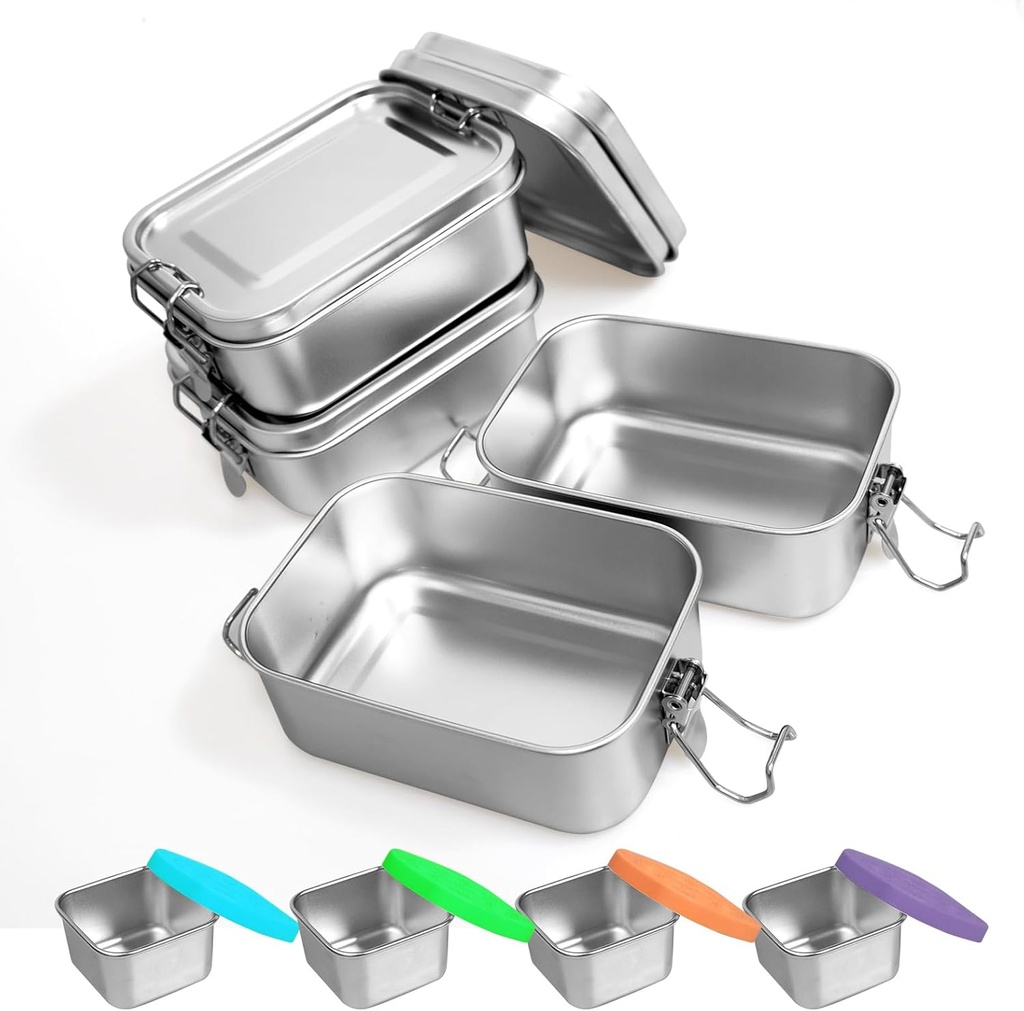 8 Pcs Stainless Steel Bento Box 550ml Lunch Box for Dishwasher Bento Box Reusable Lunch Box Stainless Steel Food Storage Containers for Home Work School Camping Supplies