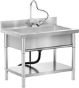 40 Inch Stainless Steel Freestanding Outdoor Utility Sink,SIZE 39.4"*23.6"*31.5",Equipped With Hot and Cold Water Pull-out Faucet 360° Rotation,Suitable for Bathrooms, Garages, and Industrial Sinks.