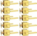 Probrico 10 Pack Passage Lever Gold Door Handle Lock Non-Locking Keyless Square Lever for Hall and Closet with Gold Finish, for Right & Left Side