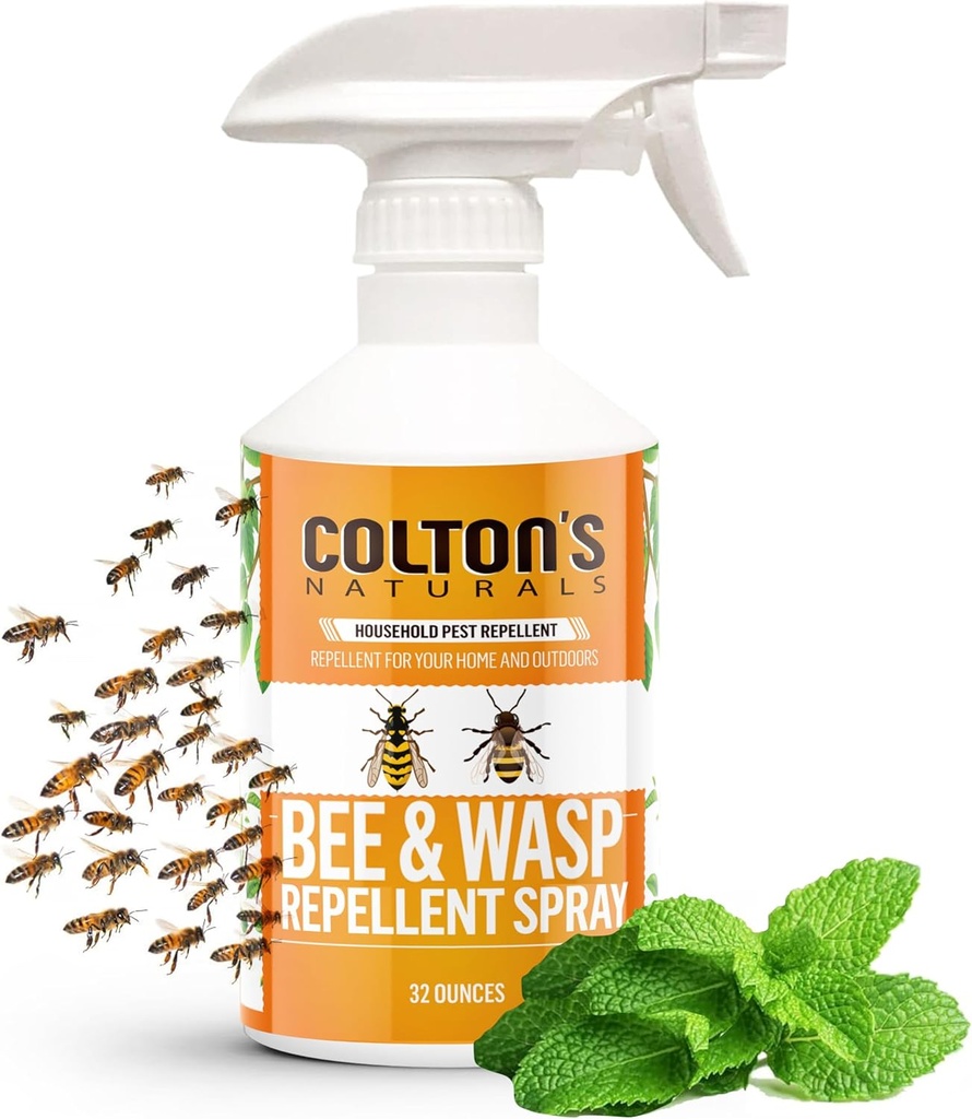 Colton’s Naturals - Bee and Wasp Repellent Spray - (32 OZ) - Natural, Bee and Wasp Deterrent - Quick and Easy Pest Control - Safe to Spray Around Children