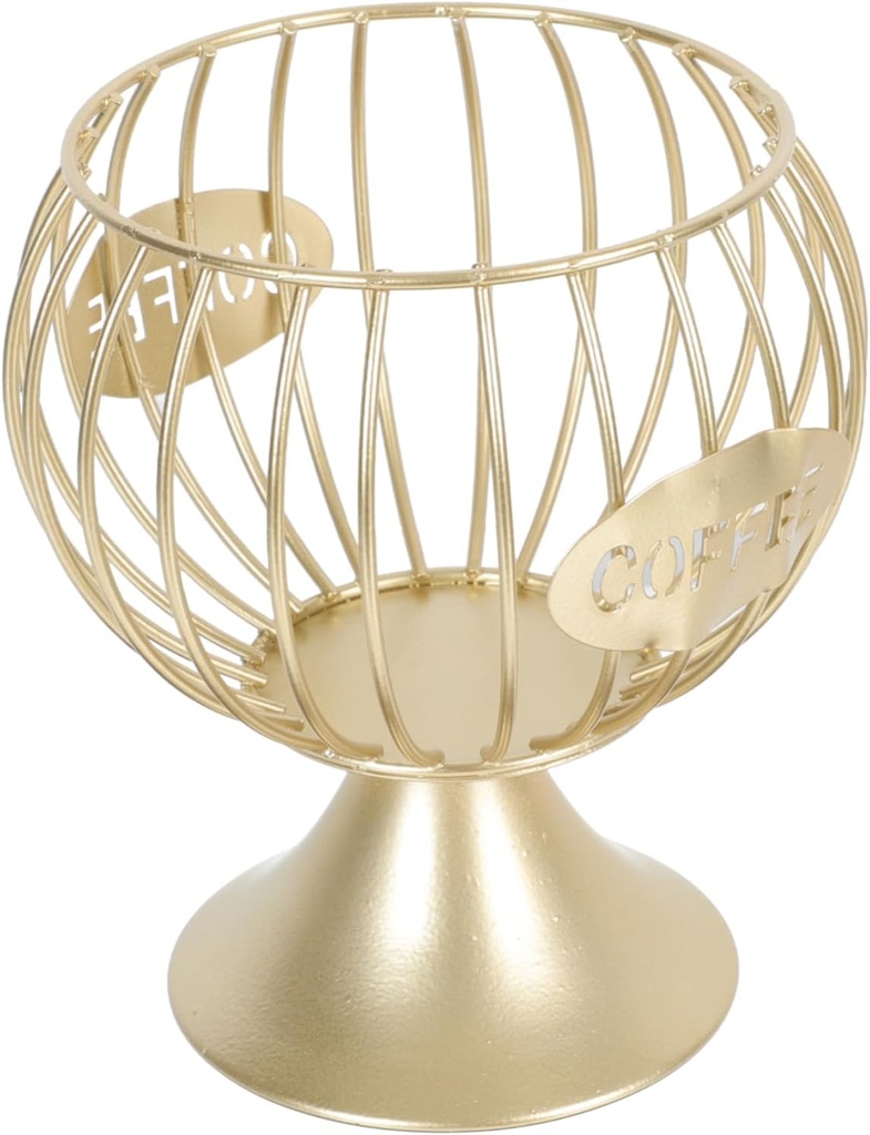 1pc Iron Fruit Storage Basket Golden Coffee Organizer for Kitchen Counter Display and Storage for Snacks and Coffee Capsules Iron Construction