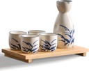 Ceramic Sake Set, 5pcs Japanese Saki Set with 1 Sake Carafe 4 Sake Cups, Saki Cup Set as Gift for Sake Japanese Wine/Hanzo Sake/Soju/Sake Drink/Saki Drink/Tea (Inaho)