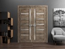 SARTODOORS Slab Barn Door Panel Frosted Glass | Quadro 4088 Cognac Oak | Sturdy Finished Doors | Pocket Closet Sliding-24 x 84"