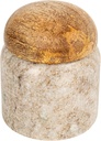 Creative Co-Op Unique Marble and Mango Wood Pinch Pot Canister with Lid, Vary Slightly in Color and Grain, Natural