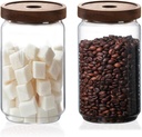 Glass Jars with Airtight Wood Lids - 25 OZ Kitchen Pantry Storage Containers, Decorative Vase Canister for Chia Seed, Coffee Bean, Sugar, Spice, Cereal, Salad, Oats, Cookie, Candy, Tea, Nuts, Set of 2