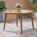 Merax Outdoor Patio Furniture Acacia Wood Round Dining Table, Water Resistant Finish Modern for Garden Kitchen Room, Teak