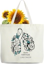 Women's Fight Lung Cancer Tote Bag, Faith Fortitude Canvas Bags, Cancer Awareness Gifts Bags, Inspirational Gifts For Cancer Patients Chemo Patients Cancer Survivor, Floral Reusable Grocery Bag -52