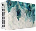 Teal Turquoise Peacock Indoor Air Conditioner Cover for Window Units, Peacock Feather Abstract Art Waterproof Windproof Insulated AC Cover for Wall Units with Adjustable Elastic Straps 25''x18''x3.5''