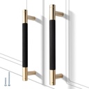 12 Pack 5 Inch 128 mm Knurled Cabinet Handles Cabinet Pulls Aluminum Handles Pulls Gold and Black Oxidation Finish with Diamond Pattern 6" Length (5" Hole Center)