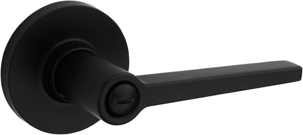 Kwikset Safe Lock Daylon Lever Round Rose Privacy Lock Matte Black