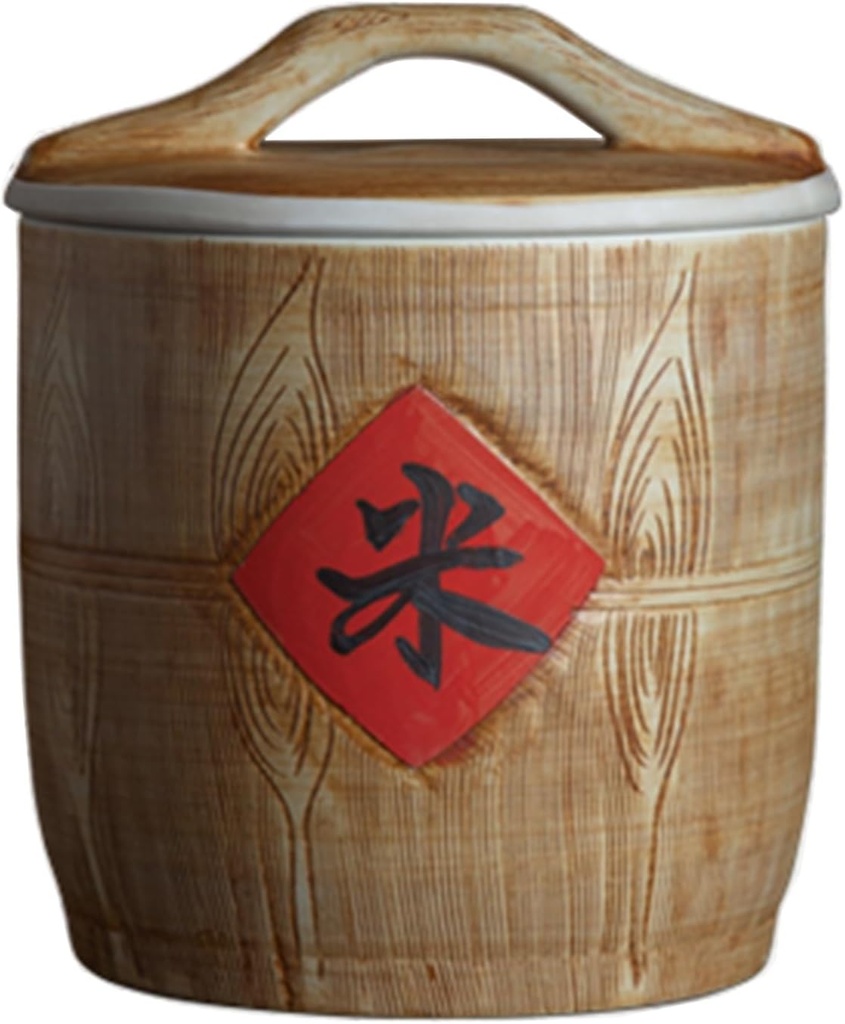 Ceramic Rice Bucket, Household Ceramic Sealed Rice Storage Tank, Ceramic Rice Bucket Cereal Containers Storage, Classic Food Dispensers Home Decoration