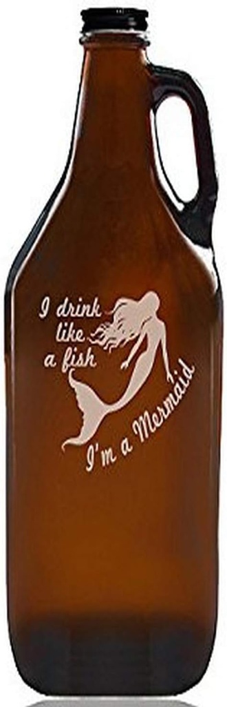 "Drink Like A Fish I'm A Mermaid" Beer Amber Growler