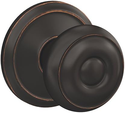 Schlage Custom FC21 GEO 716 ALD Georgian Knob with Alden Trim Hall-Closet and Bed-Bath Lock, Aged Bronze
