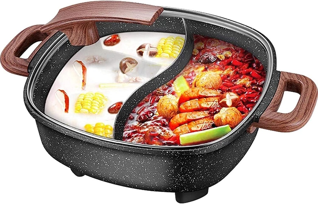 Mandarin Duck Electric Pot, Easy To Clean, 1500W,Household Multifunctional 6L Wheat Rice Stone Non-Stick Electric Hot Pot, Three-Level Firepower Adjustment